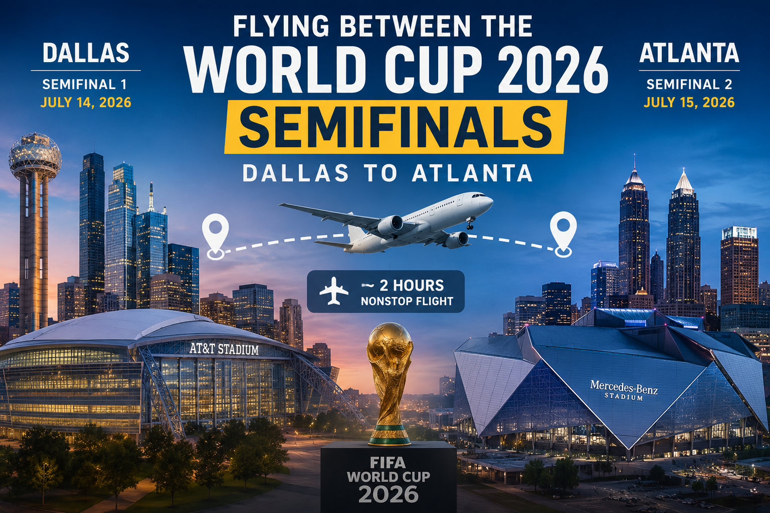Flying between the FIFA World Cup 2026 semifinals from Dallas to Atlanta